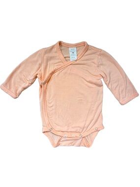 kate quinn - EUC Girls Bamboo Peach Wrap-Front Long-Sleeve Baby One-Piece